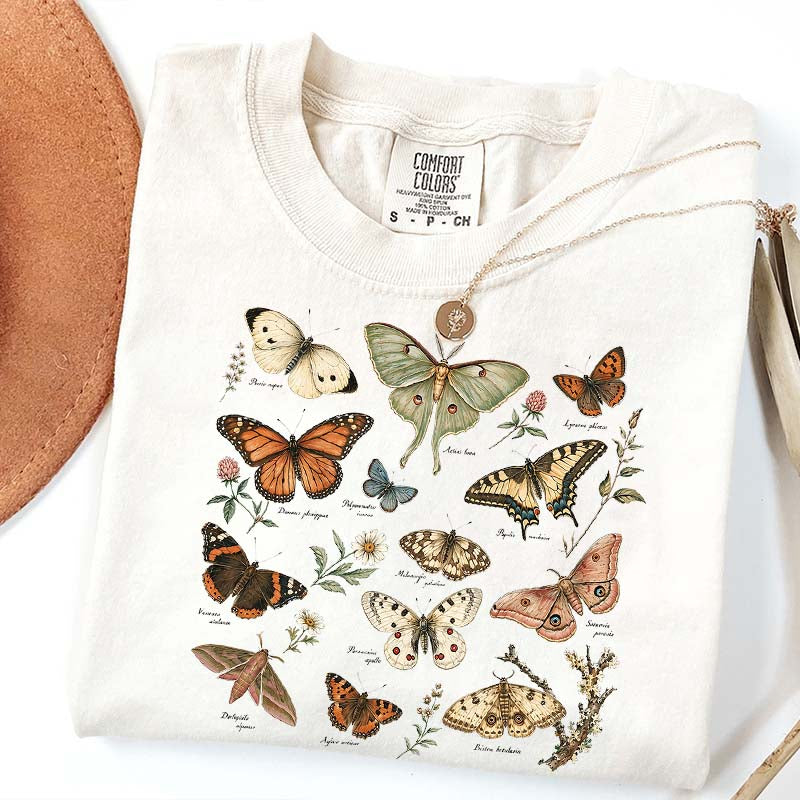 Vintage Butterfly Botanical Chart Moth T-Shirt
