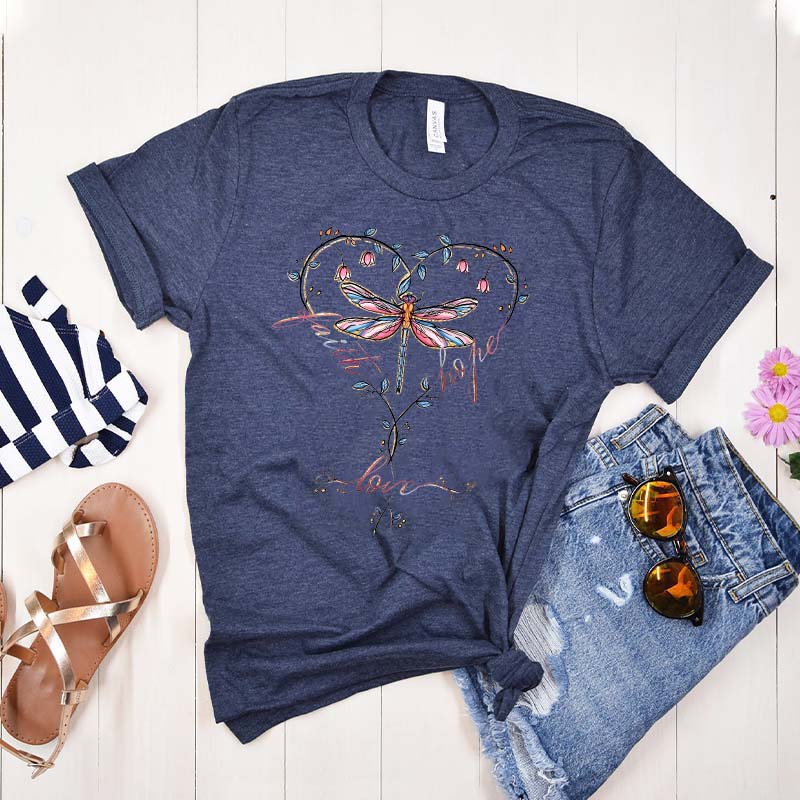 Faith Hope Love Religious Floral T-Shirt