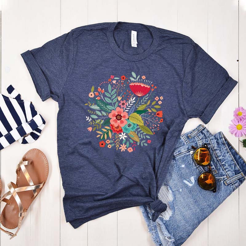 Grow Positive Thoughts Bohemian Floral T-Shirt