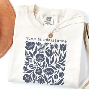 Vive La Resistance Floral Pattern Resist T-Shirt