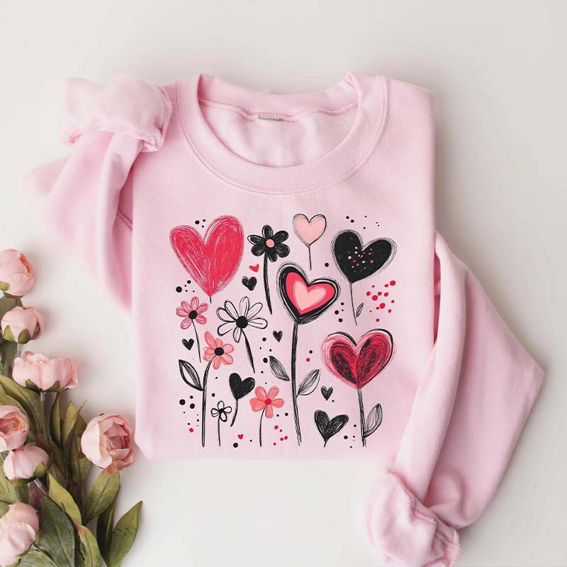 Colorful Heart Flower Sweatshirt