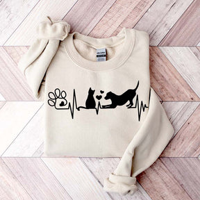 Dog And Cat Heartbeat Sweatshirt