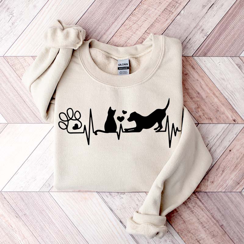 Dog And Cat Heartbeat Sweatshirt