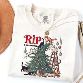 RIP Christmas Tree Comfort Colors Meowy T-Shirt
