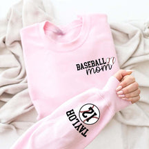 Personalize Baseball Mom Kids Name On Sleeve Sweatshirt