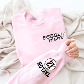 Personalize Baseball Mom Kids Name On Sleeve Sweatshirt