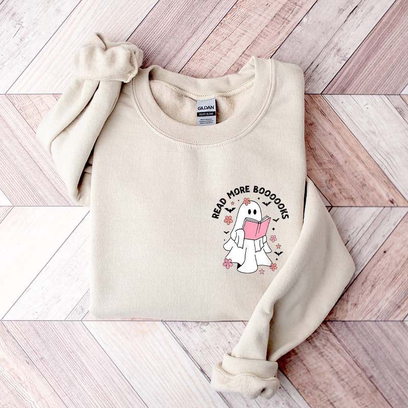 Ghost Reading Books Bookish Halloween Sweatshirt