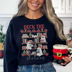 Funny Bookish Ghost Christmas Sweatshirt