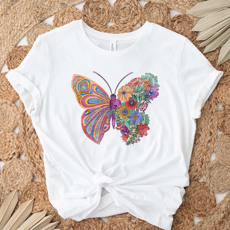 Floral Butterfly Groovy Flower T-Shirt