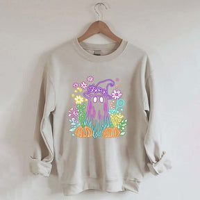 Halloween Ghost Neon Flowers Sweatshirt