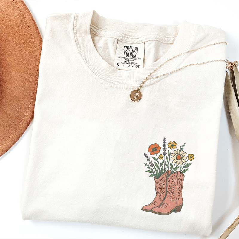 Cowgirl Boots Wildflowers T-Shirt
