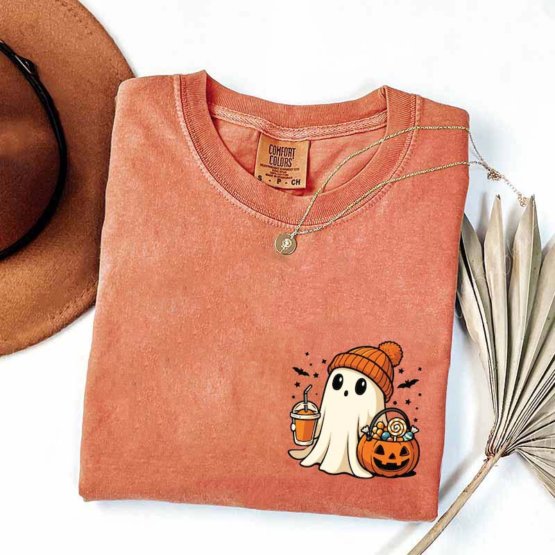 Comfort Colors Pocket Ghost Pumpkin T-Shirt