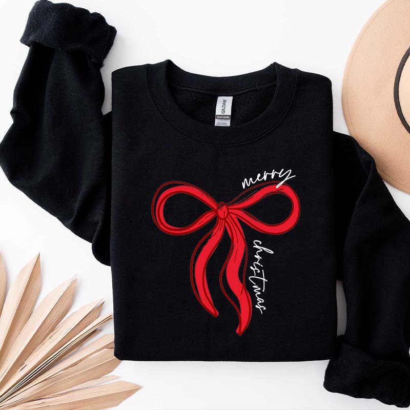 Merry Christmas Bow Winter Sweatshirt