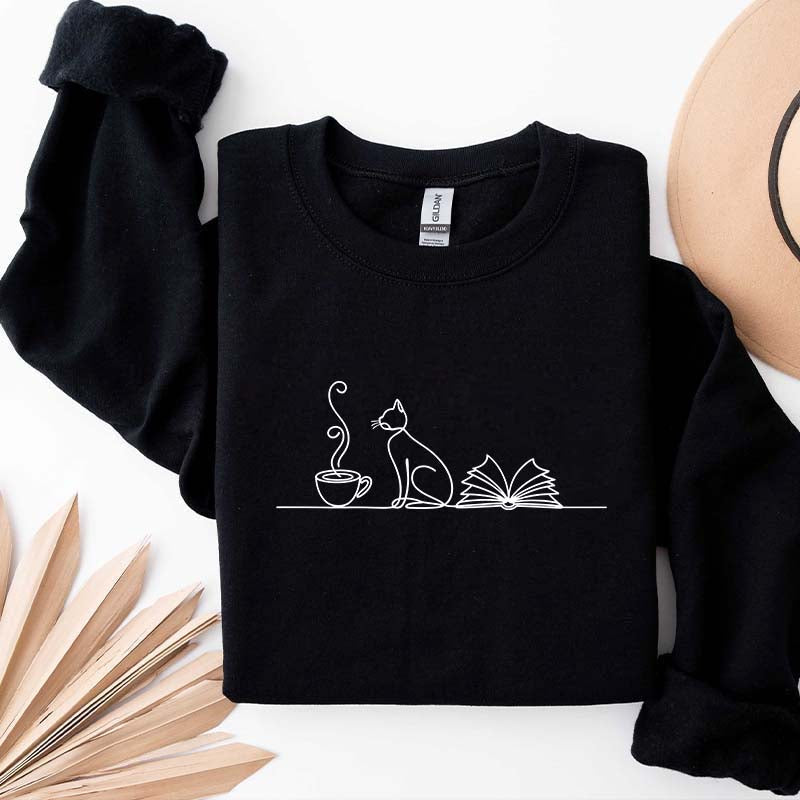 Coffee Cats And Books Lover Sweatshirt