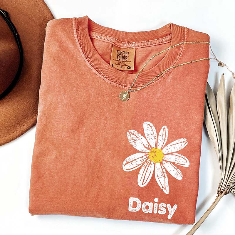 Comfort Colors Custom Name Daisy T-Shirt