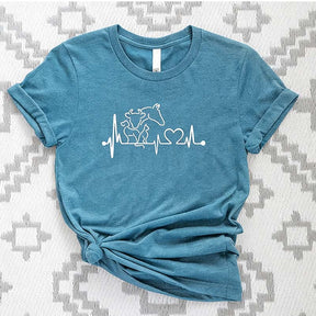 Heartbeat Animal  Horse Cow Dog Cat T-Shirt