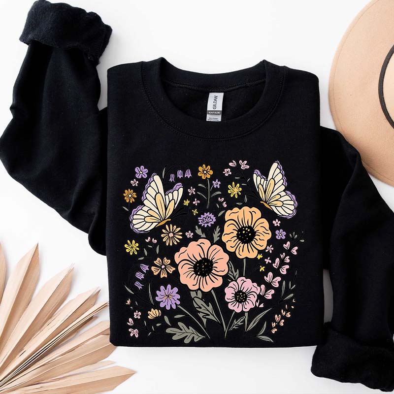Vintage Floral Butterfly Sweatshirt