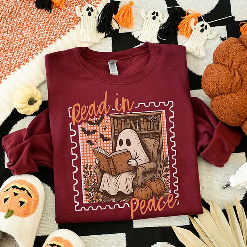 Bookish Halloween Haunted Library Ghost Sweatshirt