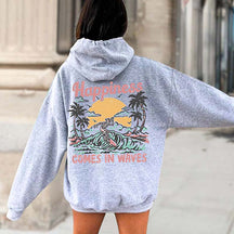 Happiness Comes In Waves Beach Vacation Hoodie