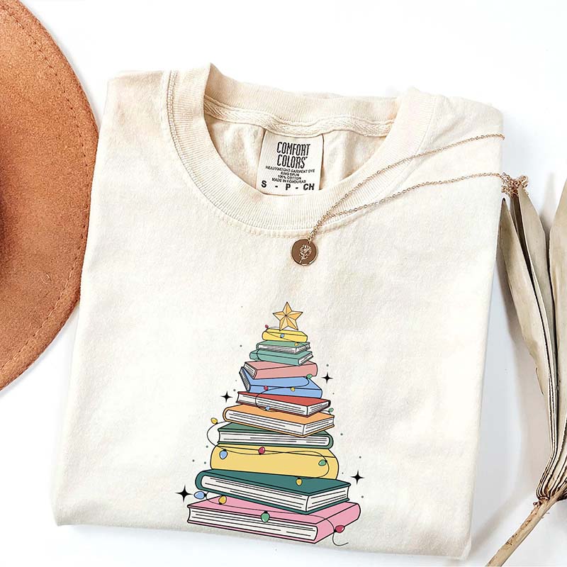 Christmas Book Tree Bookish T-Shirt