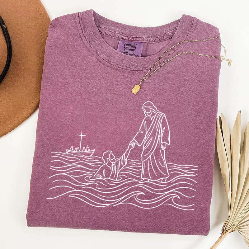 Jesus Walking on Water Comfort Colors T-Shirt