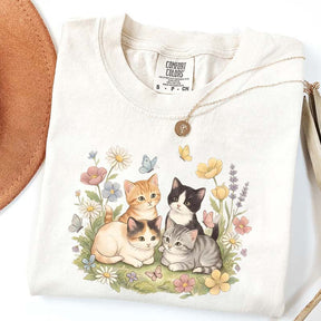 Retro Kitten Cute Cat Butterfly T-Shirt