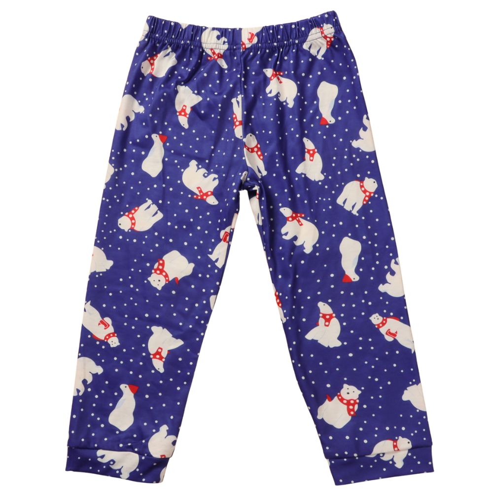 Family Matching Polar Bear Fleece Blue Pajamas Sets