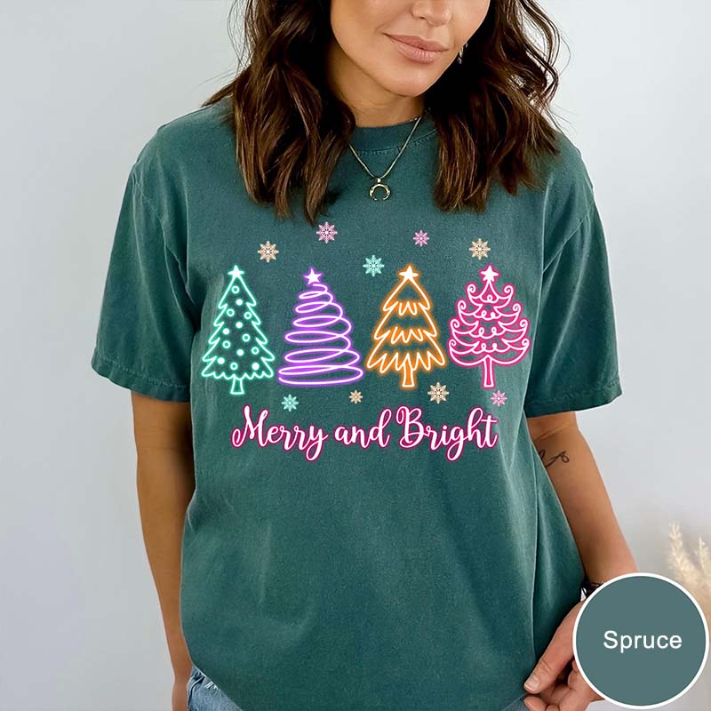 Merry and Bright Neon Christmas T-Shirt