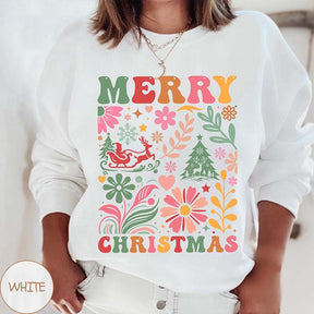 Merry Christmas Boho Flowers Sweatshirt