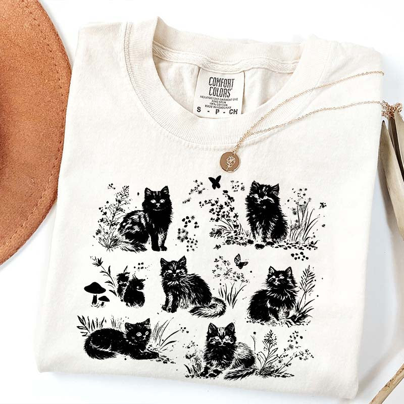 Vintage 90s Cats Pet Floral T-Shirt