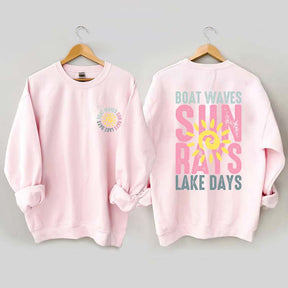 Boat Waves Sun Rays Lake Days Sweatshirt