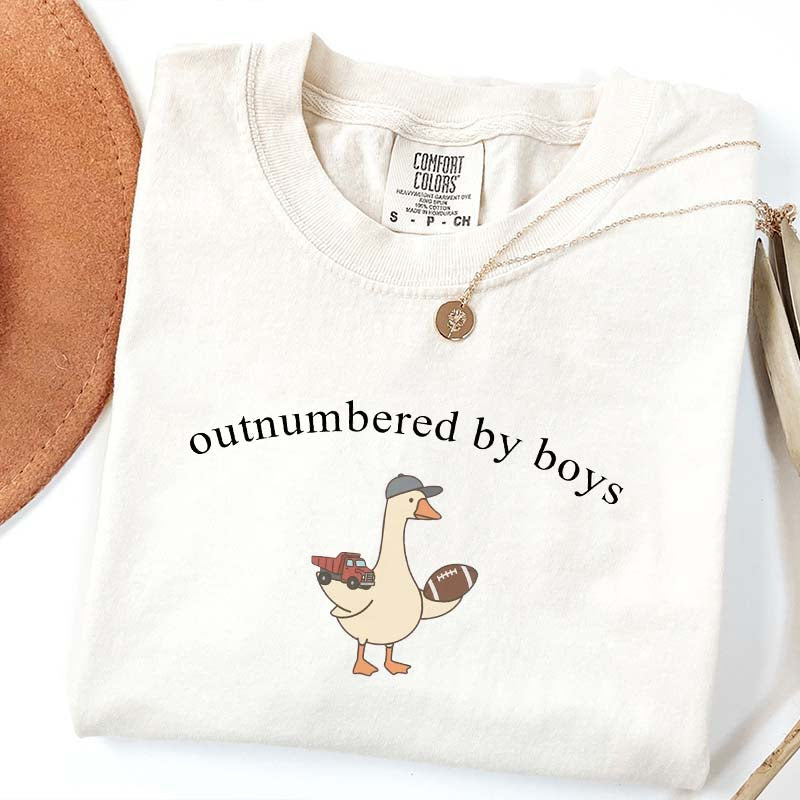 Outnumbered by Sons Mom Goose T-Shirt