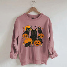 Halloween Cat And Pumpkin Sweatshirt