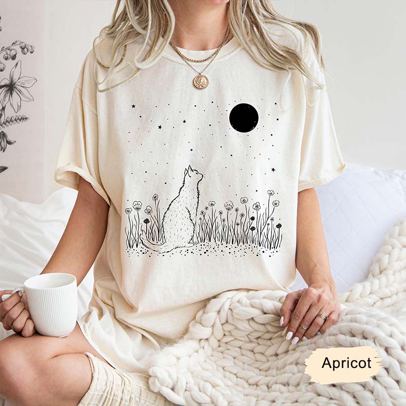 Celestial Cat Comfort Colors Fowers T-Shirt