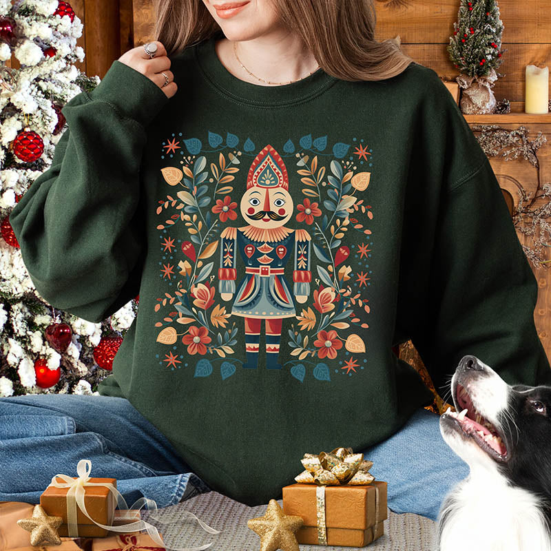 Nordic Christmas Nutcracker Folk Art Sweatshirt