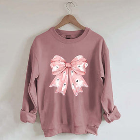 Pink Ghost Bow Coquette Halloween Sweatshirt