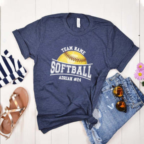 Custom Name Number Softball T-Shirt
