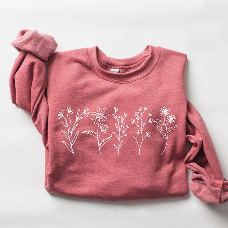 Floral Line Art Mom Sweatshirt