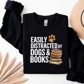Retro Easily Distracted by Dogs and Books Sweatshirt