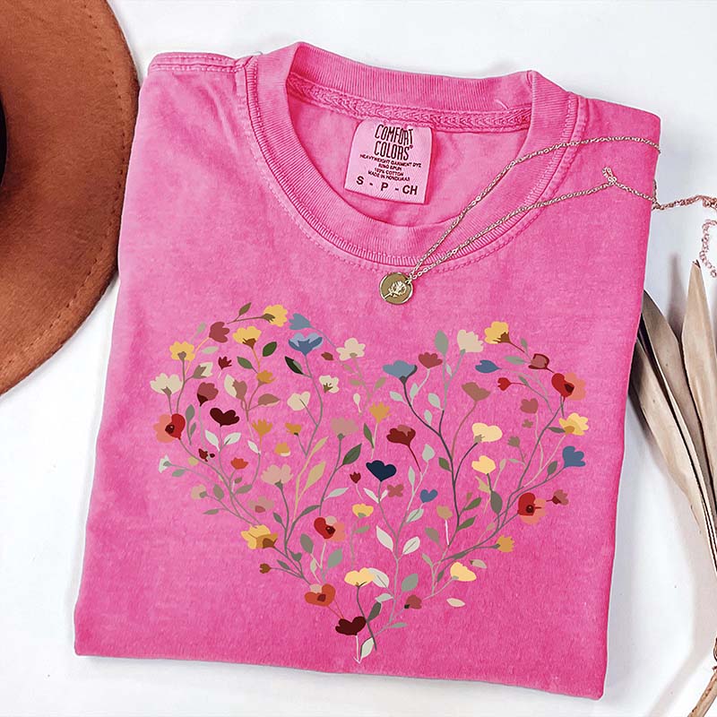 Floral Love Graphic Heart T-Shirt
