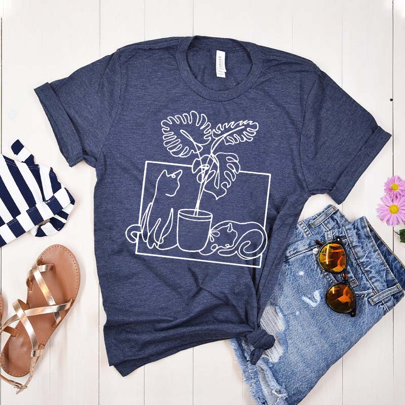 Minimalist Cat Plant T-Shirt
