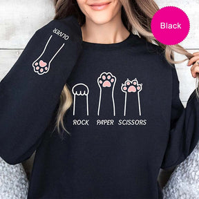 Custom Rock Paper Scissors Funny Cat Sweatshirt