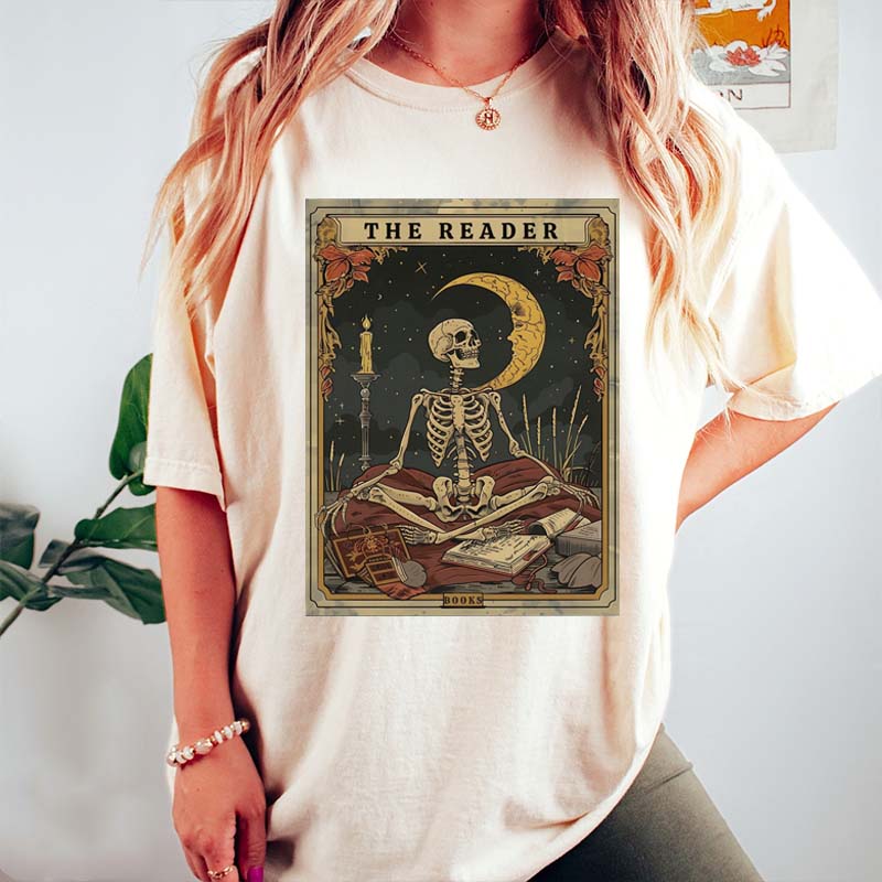 The Reader Tarot Card Skeleton T-Shirt