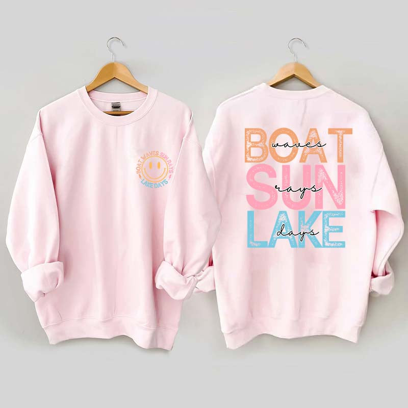 Boat Waves Sun Rays Lake Days Sweatshirt