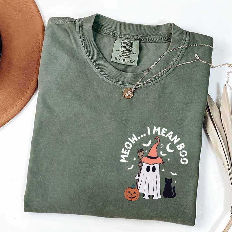 Ghost Cat Meow I Mean Boo T-Shirt