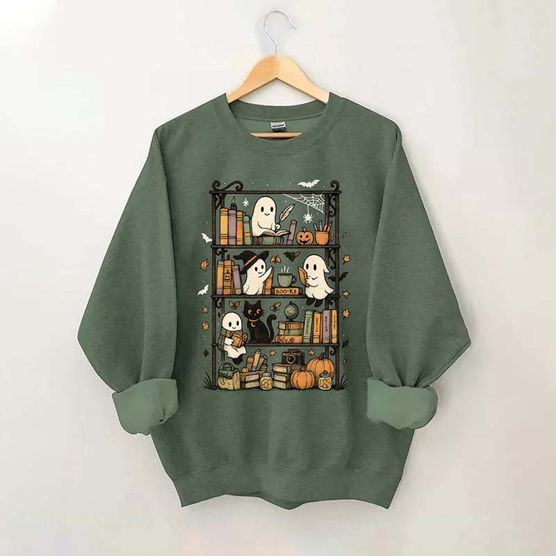 Retro Halloween Bookshelf Sweatshirt