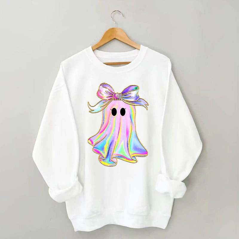 Sparkly Bow Rainbow Ghost Sweatshirt