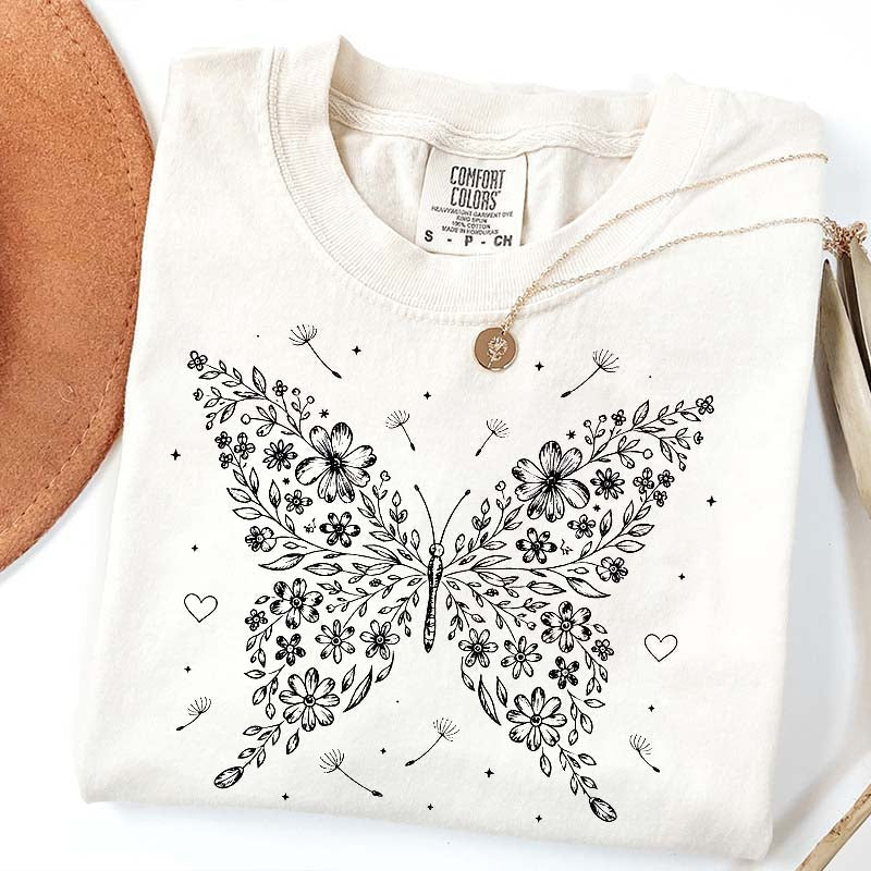 Floral Butterfly Dandelion Wildflower T-Shirt