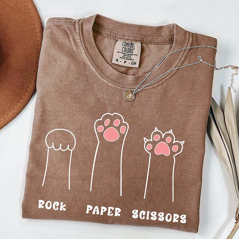 Funny Cat Paw Rock Paper Scissors T-Shirt