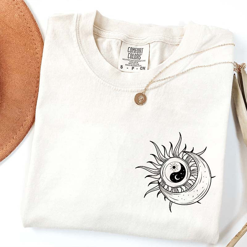 Boho Mystical Moon And Sun Yin Yang T-Shirt